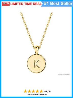14K Gold Plated Initial Pendant Necklace Alphabet K Jewelry